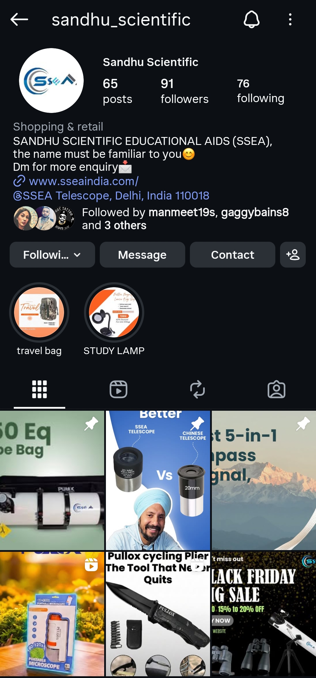 Sandhu Scientific Instagram